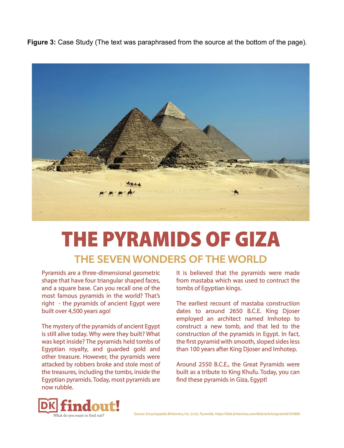 Case study sheet on the Pyramids of Giza