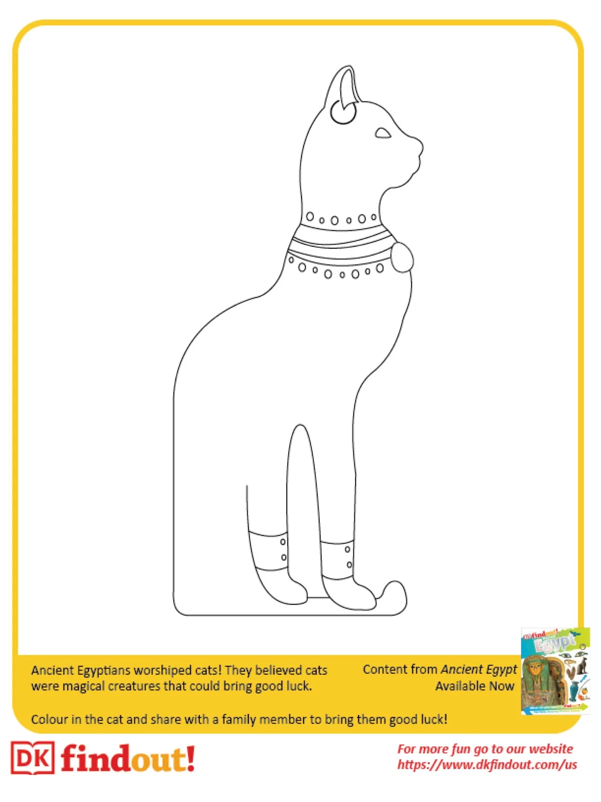 Ancient Egypt cat colouring page