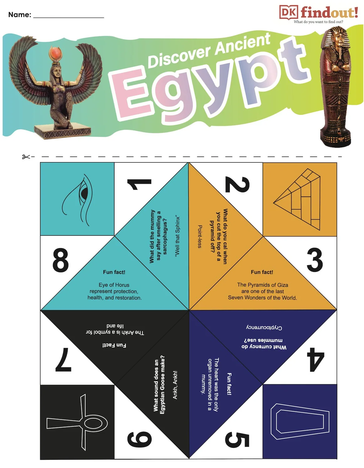 Ancient Egypt foldable fortune teller