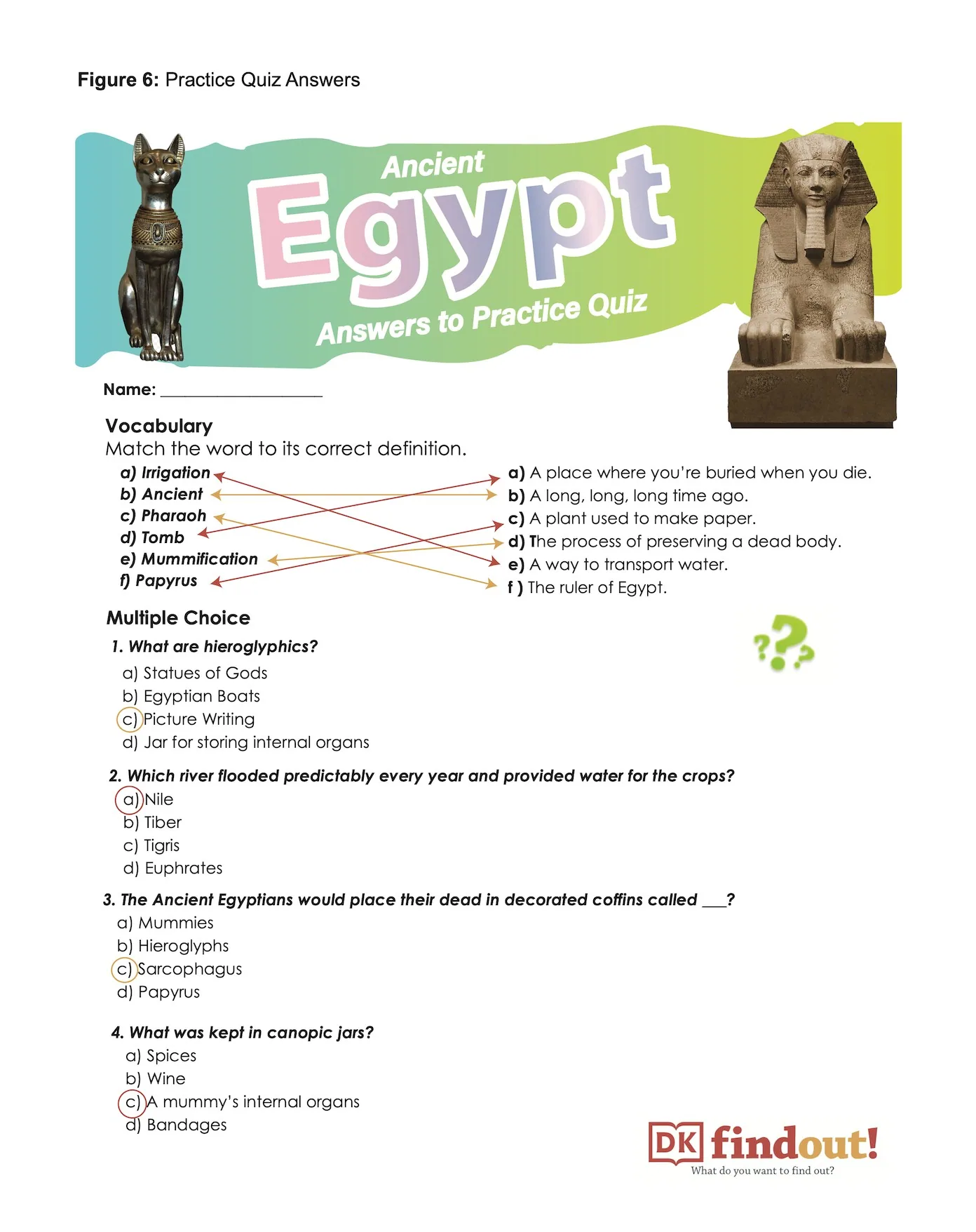 Practice quiz answer sheet