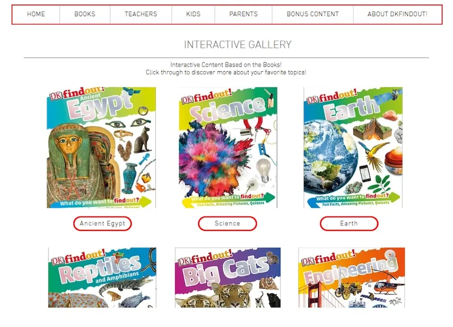 Interactive gallery of books